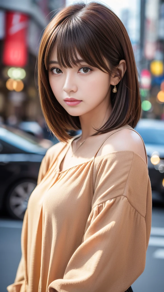 (Random Nationality):1.5, masterpiece, Highest quality, 8K, 20th Generation, (Large Breasts:1.2), cute, alone, sad, close, cute, Girlish, Delicate girl, Pure beauty,  RAW Photos, Professional photography, Portraiture, Soft Light, Professional Lighting, Backlight, Upper Body, avert your eyes, Sophisticated, Film Grain, (Eyes and facial details:1.0), Beautiful straight hair, Hair swaying in the wind, Silk blouse, Random hairstyle