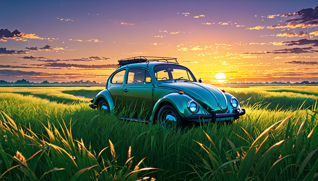 Volkswagen Type 1 The Beetle、Anime scenery of a girl sitting in tall grass with a sunset in the background.Beautiful anime scene, Beautiful anime peace scenes, Makoto Shinkai Cyril Rolland, Beautiful anime scene, Awesome Wallpapers, Anime Art Wallpapers 8K, Anime Background, artistic Anime Background, anime wallpaper 4k, Anime Art 4K Wallpaper, Anime Wallpaper Art 4k,