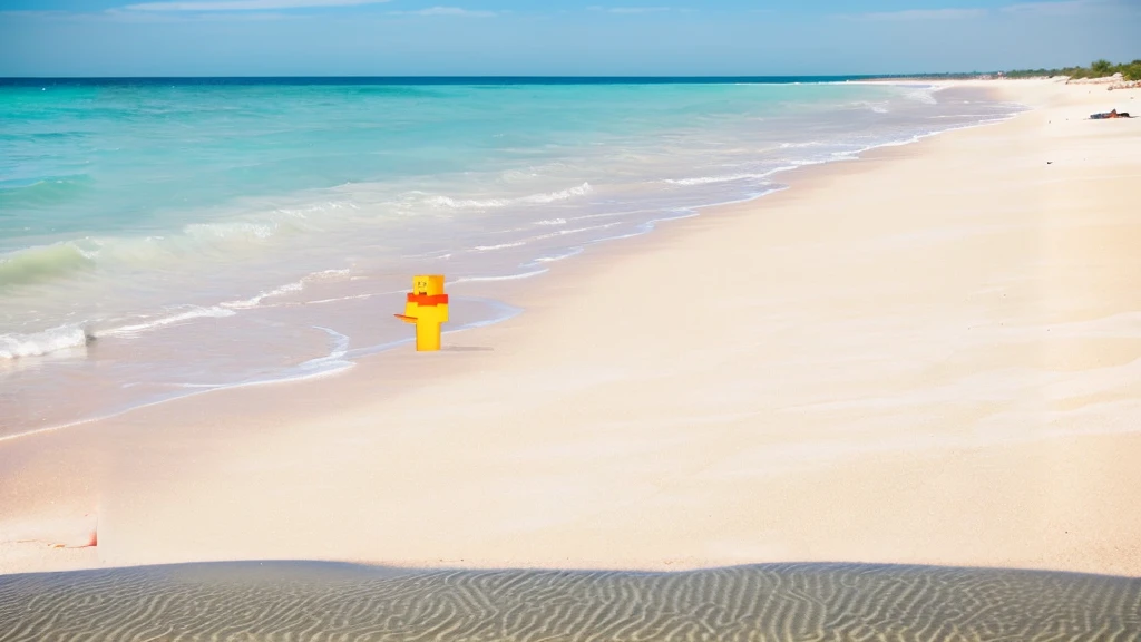 The beach has yellow signs in the water, White Sandy beach, beach vibes, sand and sea, Varadero Beach, beach vibes medium shot, White Sand beach, Sandy Beach, carribean White Sand, Discarded sand, Australian beaches, serene beach vibes, On a tropical beach, Outer beach, Bahamas, White Sand, Rhode Island