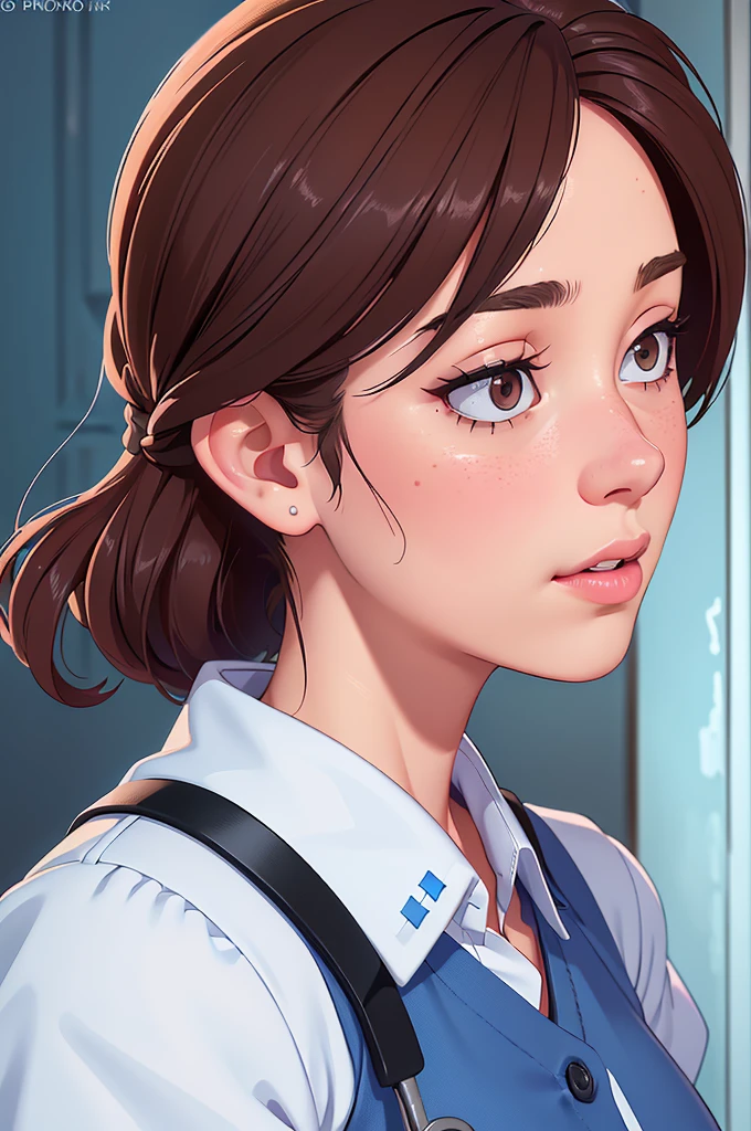 (a woman:1.1) A girl in a nurse uniform (from behind) (Best Quality,4k,8k,high resolution,Masterpiece:1.2), (realist,photorealist,photo-realist:1.37), ultra detailed, (professional:1.1) que incluande (a beautiful face) with (Extremely detailed eyes) and (beautiful detailed lips). the girl is seen (From a first person perspective:1.1), focusing on the (nurse&#39;s ass) in a (sexand:0.9) form. The nurse wears a (appropriate white uniform) with a (stethoscope) around your neck. The scene is (brightly lit) with (soft natural lighting) highlighting the girl and the nurse. The work of art must have a (realist) standle and vibrant colors to create a (natural) Atmosphere.