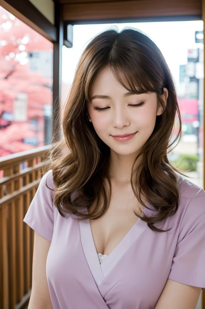 (1 Girl )、(28years old,Beautiful Japanese,round face、Refreshing、clear、seems kind、stylish、Pitiful、cute like an angel、cute、black eyes、(Single eyelid:1.3)、(Beautiful skin), {(Japan human face:1.6),(General facial features)} , (((Beautiful breasts:1.0))),(((soft breasts))),(very cute),(enchanting eyes),(highlight on eyes:1.2)、(brown hair),(medium long hair,curly blonde hair.),(8K、Live shooting、highest quality、masterpiece:1.2、optimal lighting),(Photo taken by a professional photographer),(real、photo real:1.4),BREAK,{ ((pink nurse costume)),},break, hospital,from below,(((1970s vibe)))、Hospital ,face shot:1.4,クローズアップ、,standing,Smile:1.3,open mouth:1.2,looking at viewer,(((one eye closed)))