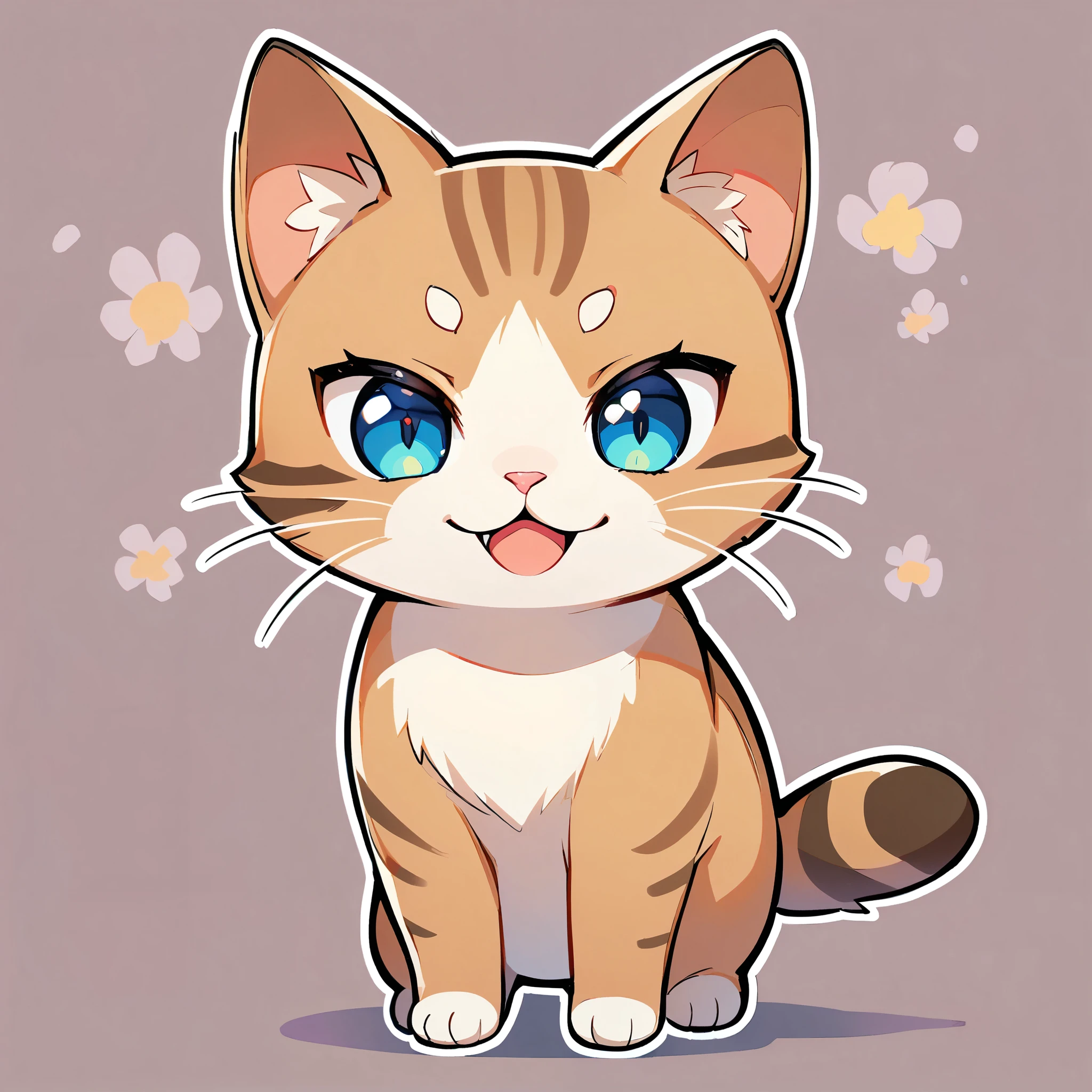 One cute kitten, Brown tabby, Deformed Characters, kitten, Plain background