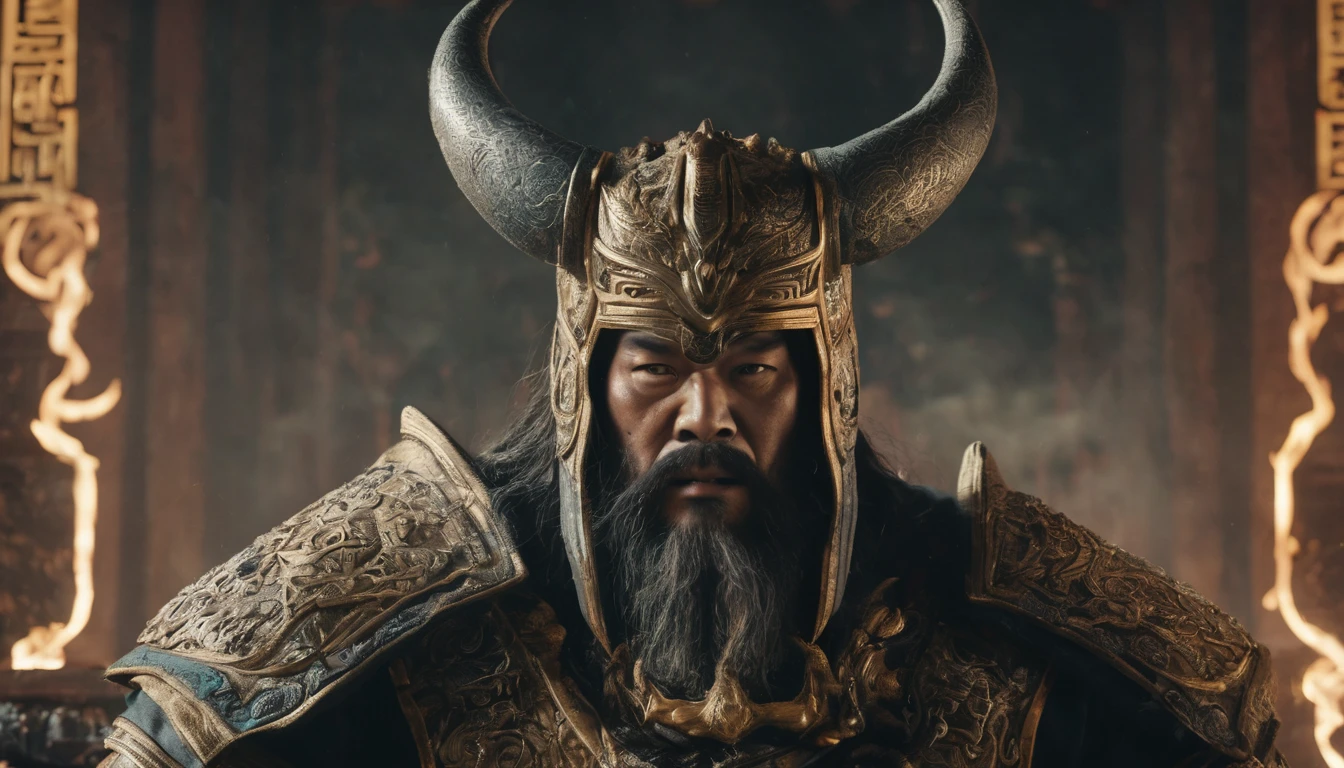 intricate detailed portrait of the Chinese god of thunder pantheon, grotesque and terrifying appearance, dramatic lighting, dramatic shadows, cinematic, highly detailed, dark fantasy, moody, realistic, 8k, hyperdetailed, dramatic angles, chiaroscuro, dark colors, dramatic contrast