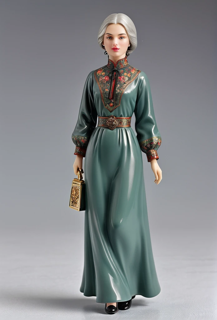 Masterpiece, Highest quality, Miniature, Table size figure, A Russian girl in her early 20s with ash grey hair, head to toe, In a perfume bottle, The face is precise(((must)))
