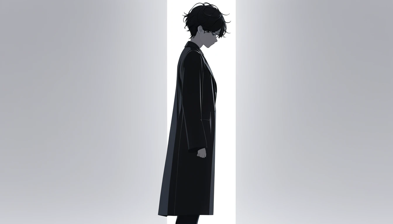 a genderless boy human silhouette,black,simple,minimalist,vectors,white background,(best quality,4k,8k,highres,masterpiece:1.2),ultra-detailed.