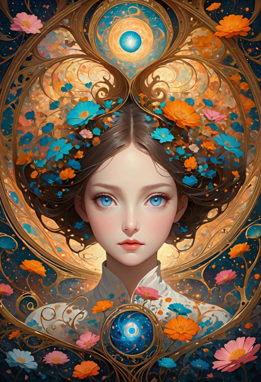 1 Woman,The delicate face gradually disappears, Twisted but still fascinating, swirl, Abstract Aesthetics, symmetry, fantasy,magic,mystery,illusory,Dreamy,Concept map of the scene, Ultra-high resolution, masterpiece, best quality