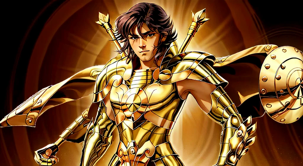 masterpiece,best quality,highres,1girl,solo,(((medium hair))),armor,arm_shield, make cloth black, (looking at viewer),greece \(hetalia\),(gold armor),god_cloth,(((medium breasts))),