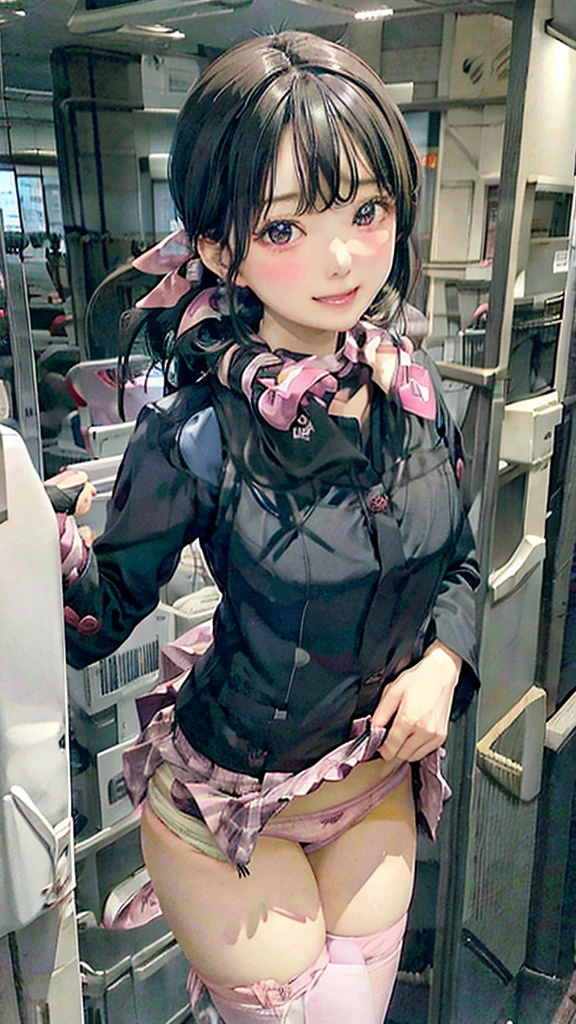 uniform、stand、skirtlift,pink panty