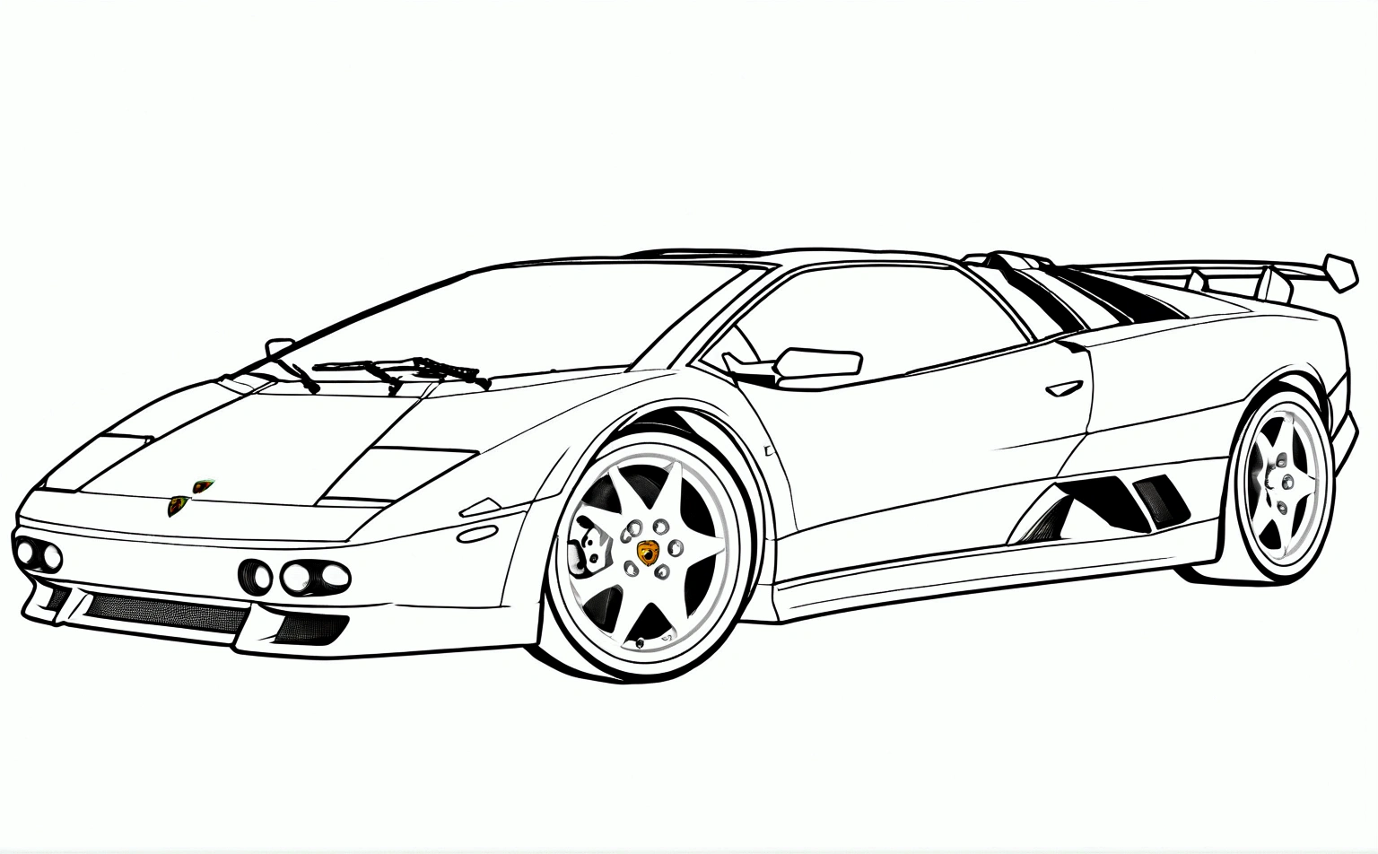 black and white, line art, coloring drawing of (lamborghini diablo , line art, sketch, (lora:Coloring_book_-_LineArt:0.6)