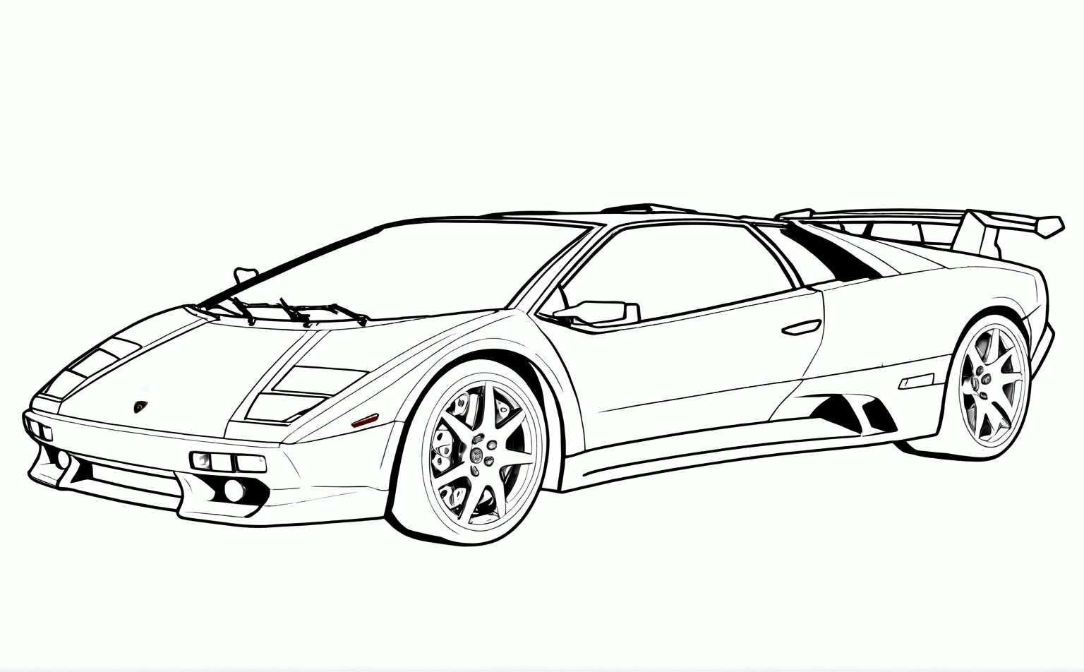 black and white, line art, coloring drawing of (lamborghini diablo , line art, sketch, (lora:Coloring_book_-_LineArt:0.6)