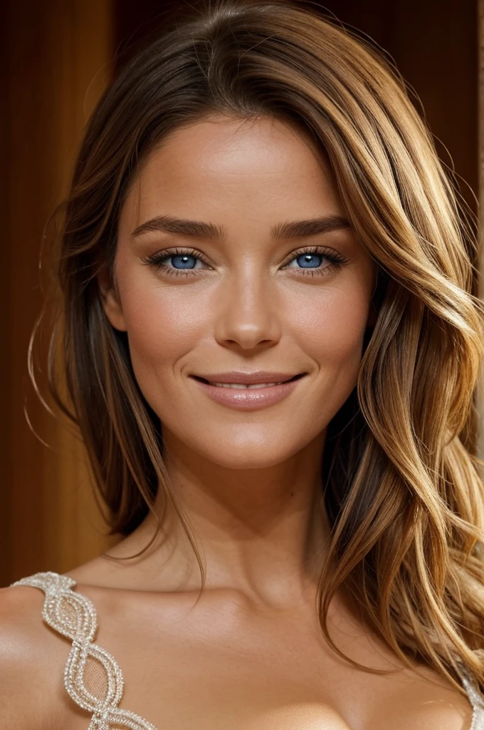 Elle arbore un visage magnifique aux traits harmonieux, encadré par une chevelure soyeuse. Sa silhouette est sculpturale et sensuelle, avec des courbes gracieuses qui mettent en valeur sa beauté naturelle. Son allure sexy est accentuée par une confiance en elle qui attire tous les regards. Ses yeux pétillants et son sourire charmeur ajoutent une touche de charme irrésistible à sa présence envoûtante.