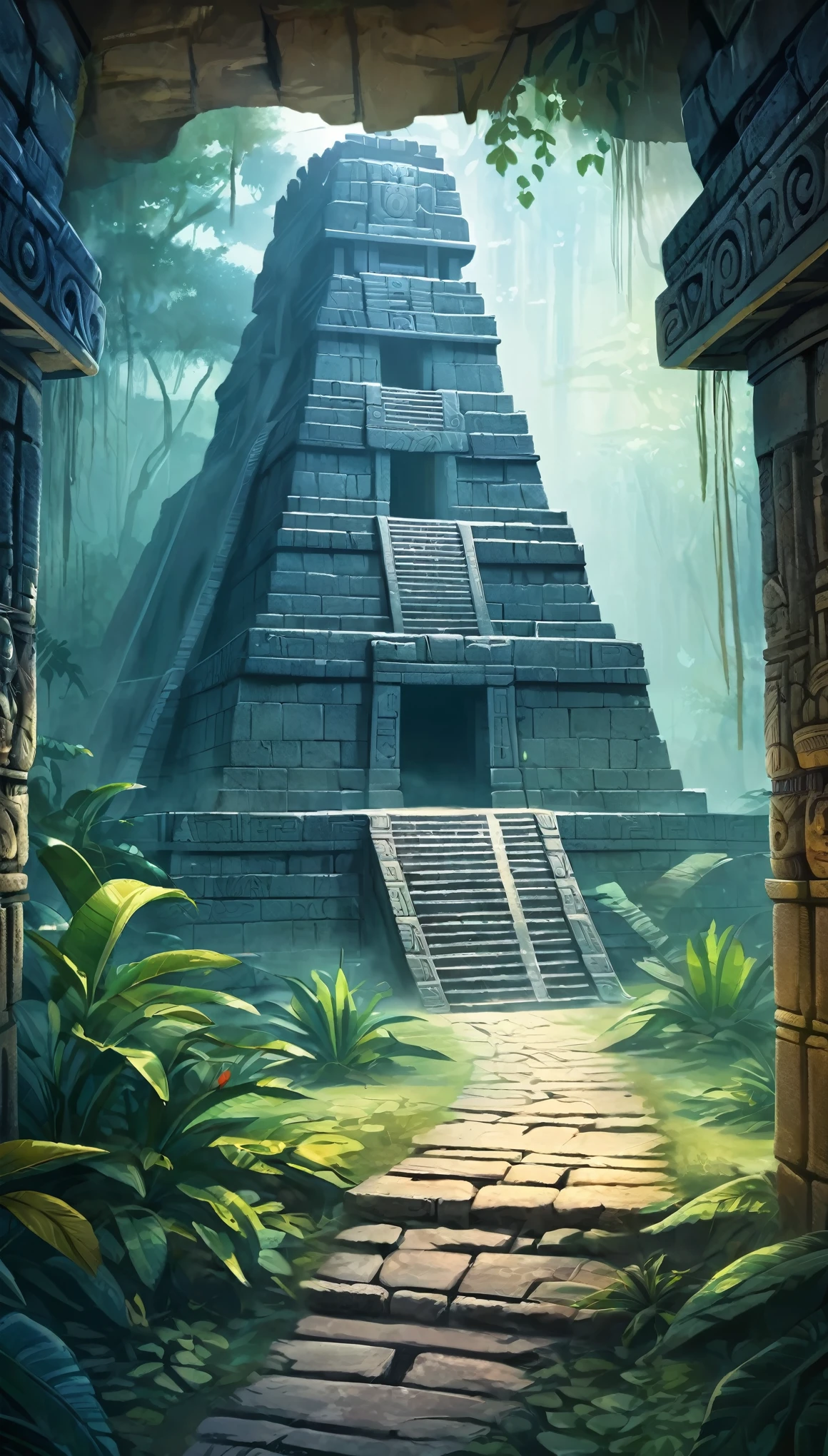 card "Dungeons of Chichen Itza", Hidden dungeons under the city, full of dangers and mysteries. Find your way through the labyrinths and uncover the secrets, hidden in the dark.
Peculiarities: Labyrinths, Hidden Traps, Ancient artifacts. digital painting, location, location из игры, большая location, fog in the foreground, cute style, anime style, огромная игровая location, shimmering treasures, attention-grabbing