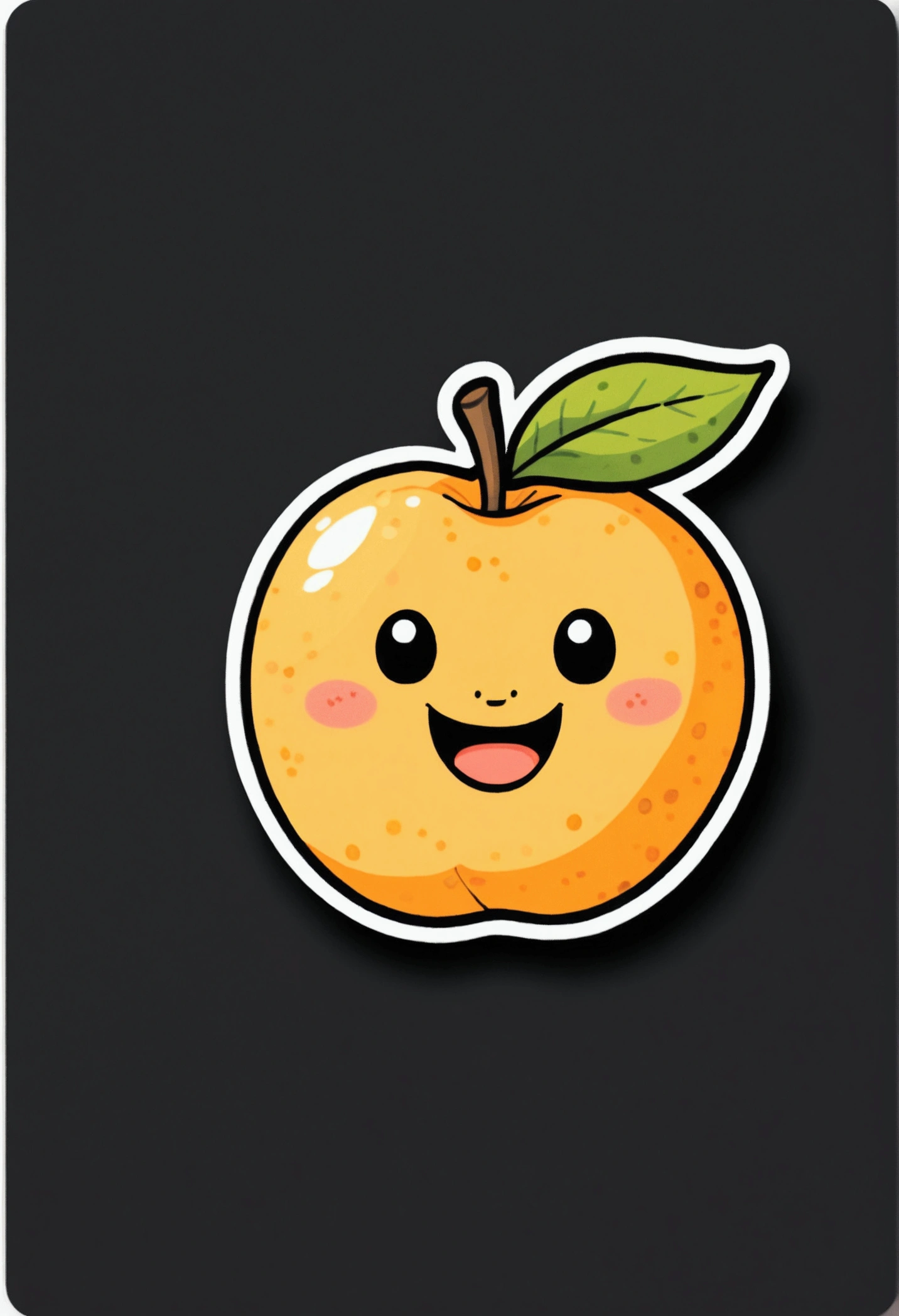 /Imagination prompts: Stickers with black background,Yellow peach fruit,cute,Business Illustration, Use bold outline style,cuteip形象,Smiling emoticon,Light shadow - v 5.2
