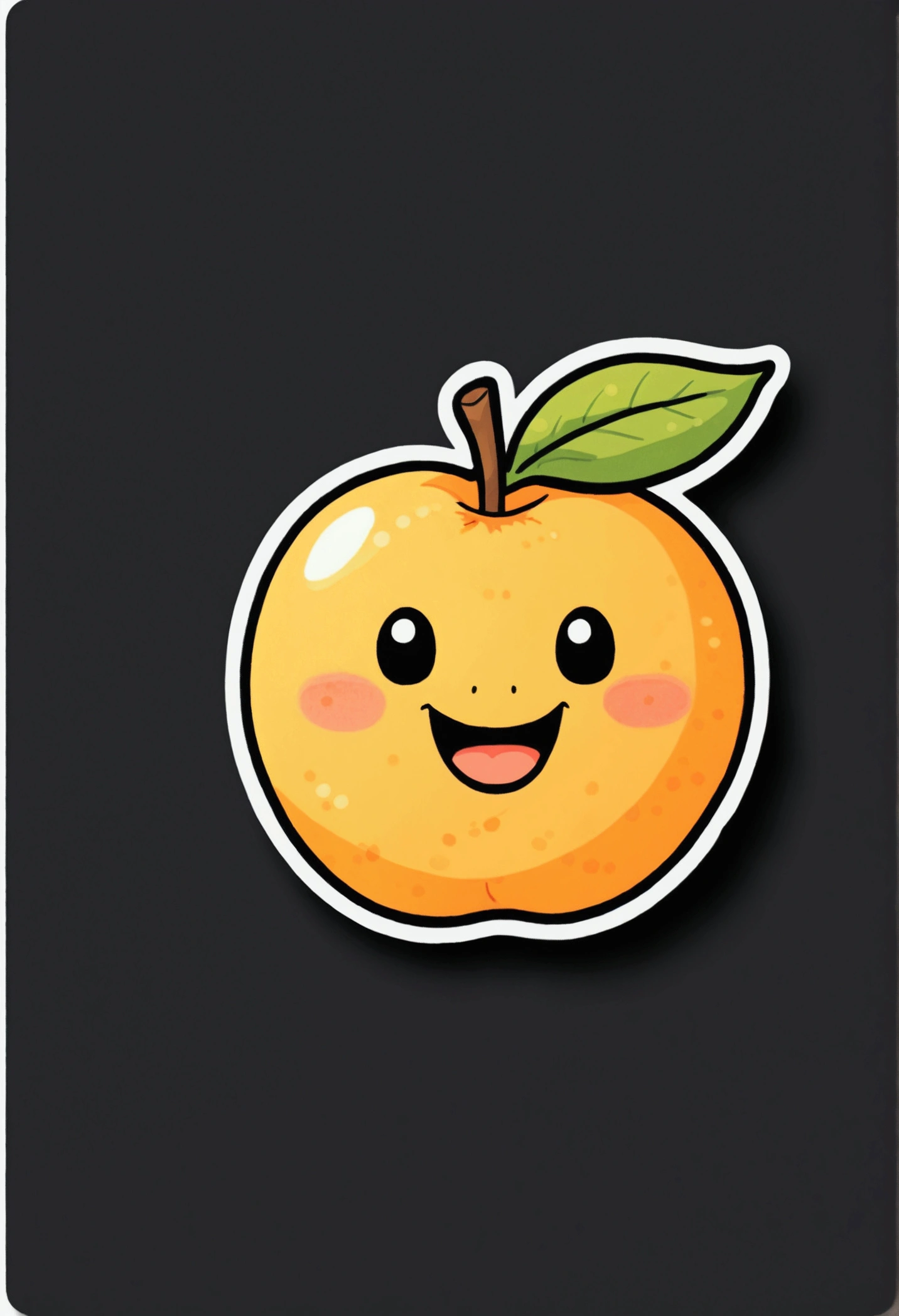 /Imagination prompts: Stickers with black background，Yellow peach fruit，cute，Business Illustration, Use bold outline style,cuteip形象，Smiling emoticon，Light shadow - v 5.2