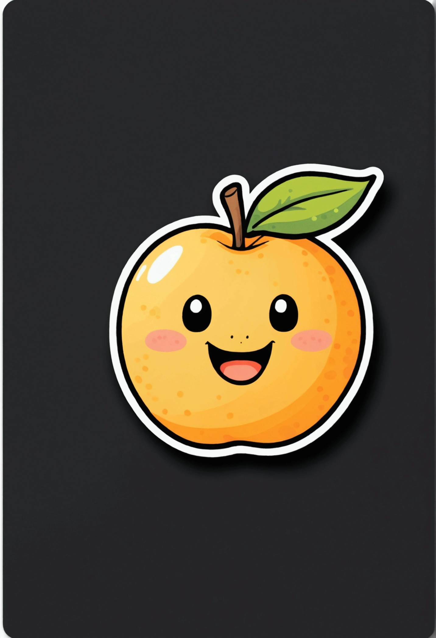 /Imagination prompts: Stickers with black background,Yellow peach fruit,cute,Business Illustration, Use bold outline style,cuteip形象,Smiling emoticon,Light shadow - v 5.2