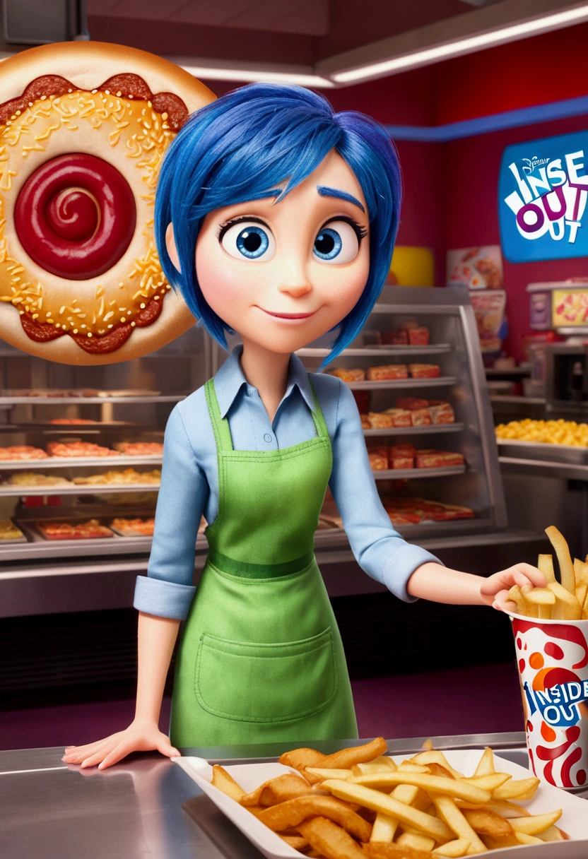 a Fast Food Worker, movie "Inside Out", full body, cinematic still, cinemascope, best quality, masterpiece, very aesthetic, perfect composition, intricate details, ultra-detailed, vivid colors