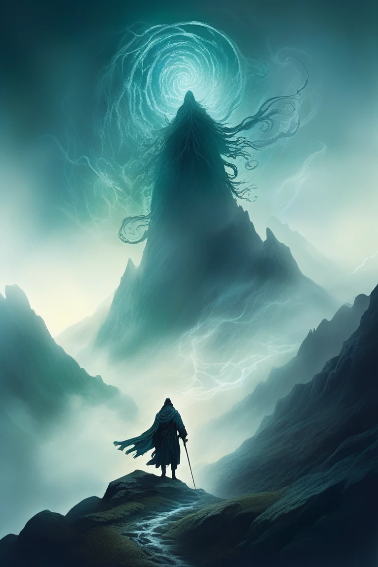 In a remote mountain pass,
travelers speak of encountering
The Mistwalker, a mysterious
figure that appears within the
swirling mists. It guides lost
souls through treacherous
terrain, but at a price. Those who
follow it sometimes find their
way, but more often, they vanish,
leaving behind only stories.