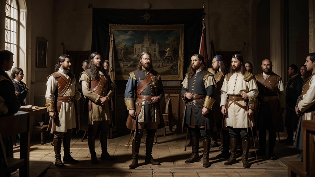 "Representation of King Philip's War, 17th century, historical painting