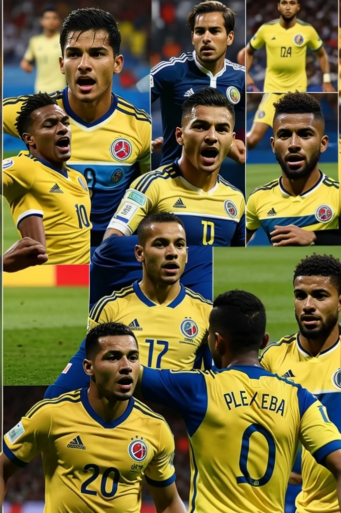 I want to generate a collage of the Colombian soccer team 2024