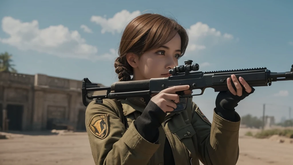Free fire player with mp40 gun 