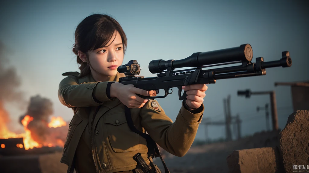 Free fire player with mp40 gun