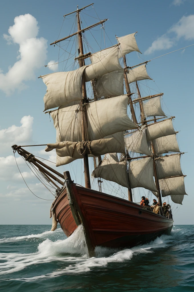 Men riding a boat pirating a fishing boat