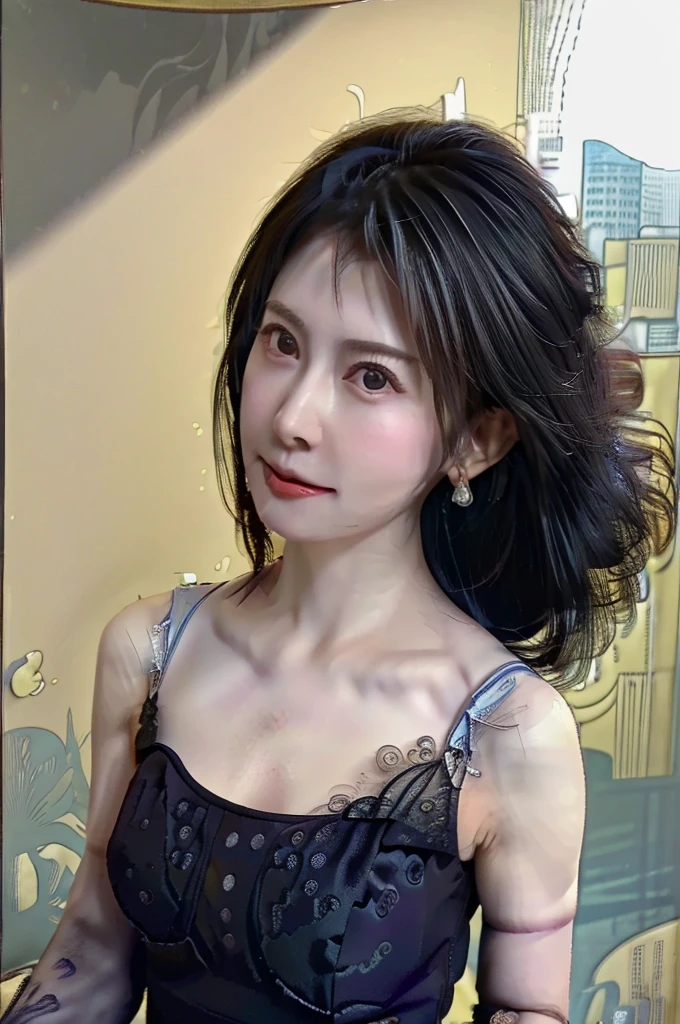 Purple lace string&good, (((Very elegant and beautiful, Perfect detail, Very detailed))), whole body, The most detailed girl, Written boundary depth, 美しく詳細なwhole body, Thin legs, 1 Girl, 30 years old, Very short hair, Spiked Hair, Gray and silver hair, Beautiful detailed hair, Perfect Face, Expressionless, Beautiful, detailed, deep eyes, Please open your mouth a little, Delicate arms and hands, Pale skin, Earrings, Beautiful and gorgeous necklace, Colorful background, HD background, Blurred Background, Very delicate and beautiful, masterpiece, (((Highest quality, Very beautiful 8K CG wallpaper))), (((Trendy hairstyles))), (Inside the room,Stylish interior,window),