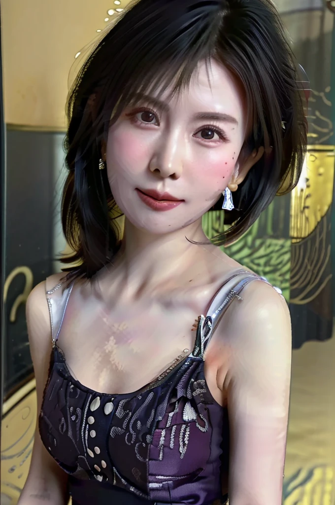Purple lace string&good, (((Very elegant and beautiful, Perfect detail, Very detailed))), whole body, The most detailed girl, Written boundary depth, 美しく詳細なwhole body, Thin legs, 1 Girl, 30 years old, Very short hair, Spiked Hair, Gray and silver hair, Beautiful detailed hair, Perfect Face, Expressionless, Beautiful, detailed, deep eyes, Please open your mouth a little, Delicate arms and hands, Pale skin, Earrings, Beautiful and gorgeous necklace, Colorful background, HD background, Blurred Background, Very delicate and beautiful, masterpiece, (((Highest quality, Very beautiful 8K CG wallpaper))), (((Trendy hairstyles))), (Inside the room,Stylish interior,window),