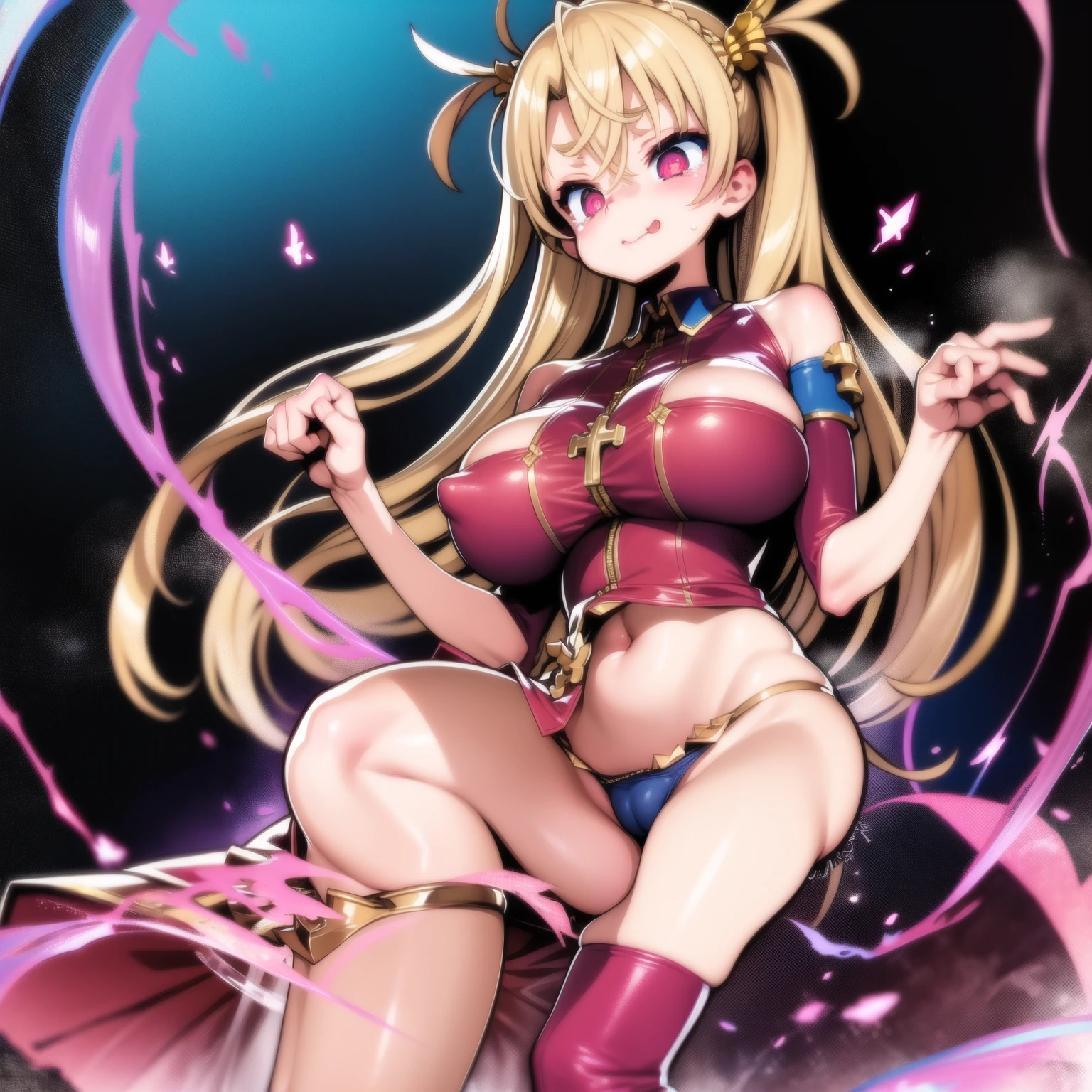(masterpiece),(Highest quality),(Super detailed),(Best illustrations),(Best Shadow),(Absurd),(Detailed Background),(so beautiful), 16K, 4K, (so beautiful)Bradamante, One person, alone, curvy, Big Breasts, , , Blonde, , fluorescent pink eyes, , , , Oculogyric crisis, , Perfect figure, heart-shaped pupils, BDSM, , paw pose, Arched back, tongue out, , , orgasm, afterglow, erotic smile, , Beautiful nipples, pussy, , , Sexy posture, , , cross-eyed, rolling eyes, , water eyes, tears, , , , , saliva trail, , shiny skin, , , torogao, ahegao, BREAK, , Dramatic lighting, Psychedelic Background, Clear liquid, , night, Hypnosis, brainwashing, Torrent of Light, mysterious, spoken heart,