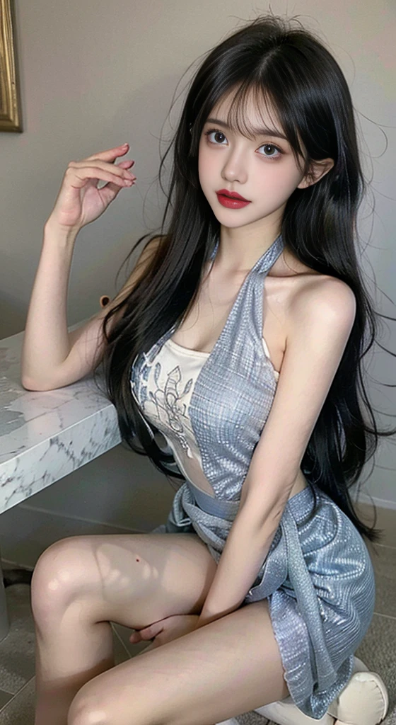 guqinghan, ((Bare shoulders)), ((Full breasts)), ((The skirt is short)), ((Sexy legs)), ((knee shot)), ((Standing, Elegant posture)), 1girl,独奏, 1girl, Cute Girl, Beauty, Practical, Fashion Girl, Red lips, Mature women, Exquisite makeup, big eyes, beautiful, (best quality, masterpiece:1.2), Extremely detailed, (Practical:1.37), ((Random Scenes, Random shooting angle)), ((Sexy long legs)), Young and energetic, Charming model, (Exquisite eyes, Delicate lips), Show a bright smile, Create stunning girl images, warm color, Extremely saturated colors, Official Art, Extremely detailed的 CG, Unity 8K wallpaper, (High Dynamic Range :1.4), (Movie atmosphere),(Soft colors), (Natural skin texture, ultra-Practical, Soft Light, sharp),(Very detailed), night, moonlight