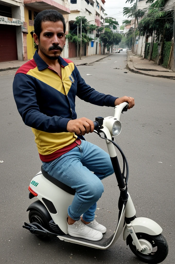 36 year old Venezuelan man driving an electric scooter smoking a marijuana joint