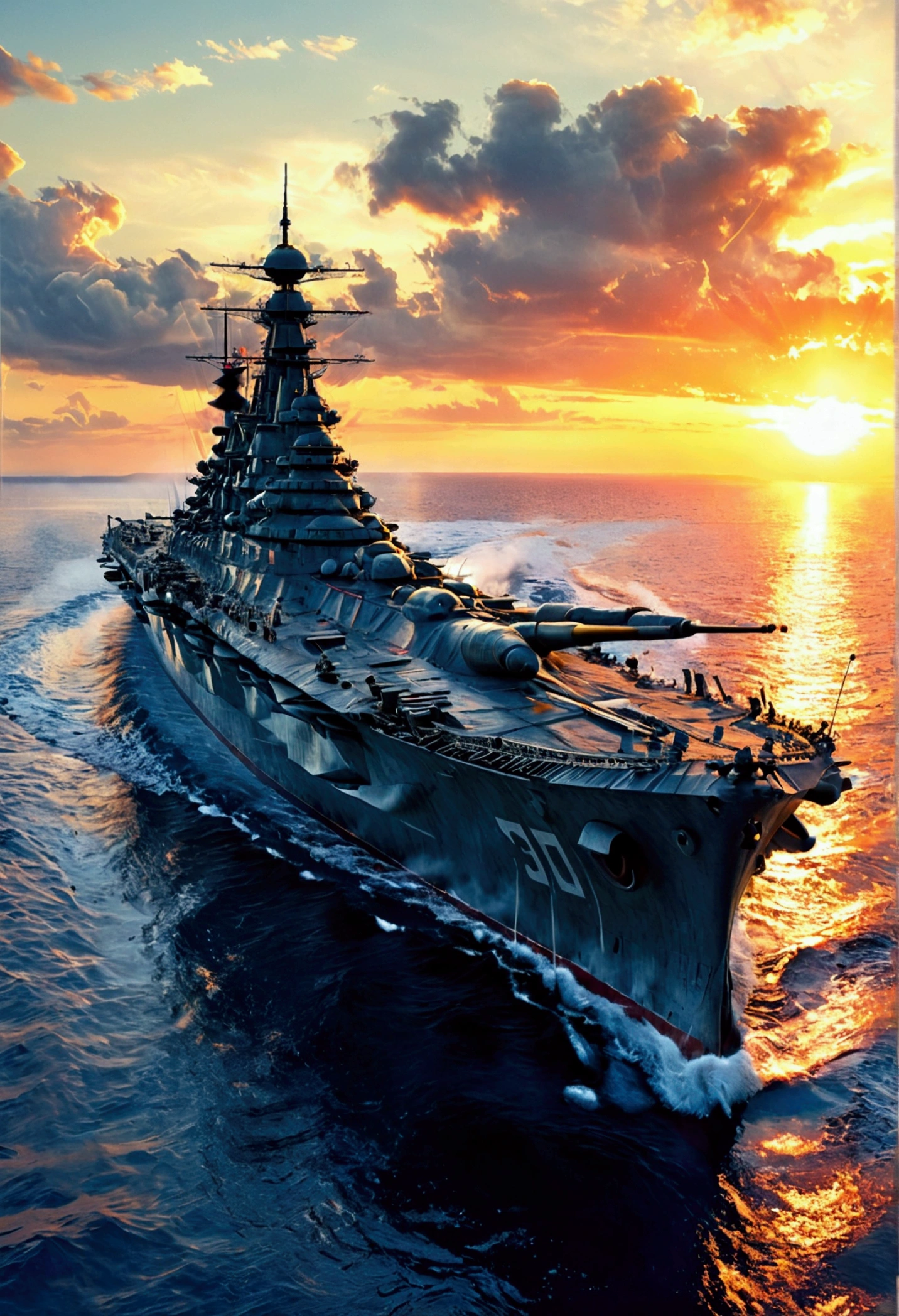 Imperial Navy Japan The first Yamato-class battleship, Yamato, with a total length of 333m