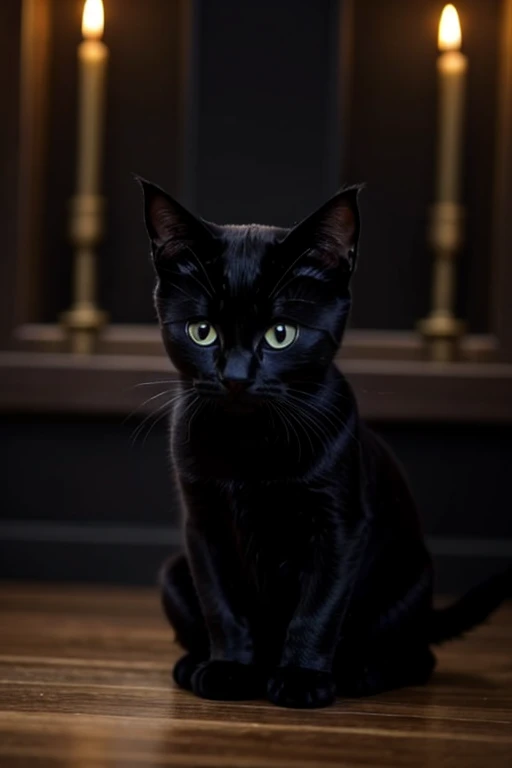 Little black cat in a wonderfull world of magic 