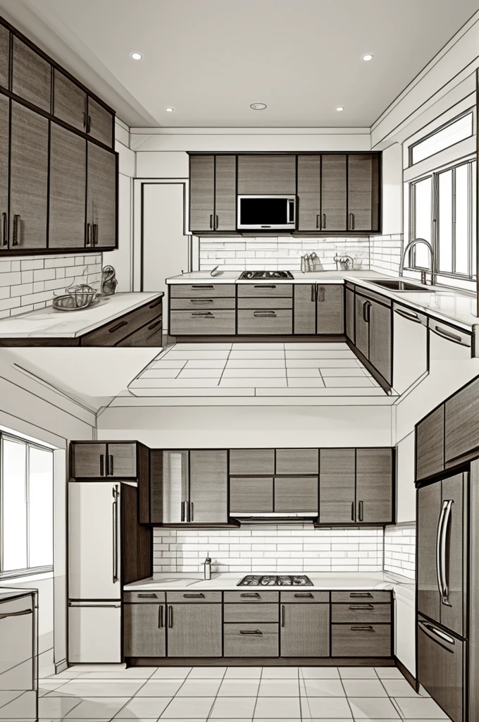 A sketch of a kitchen 
