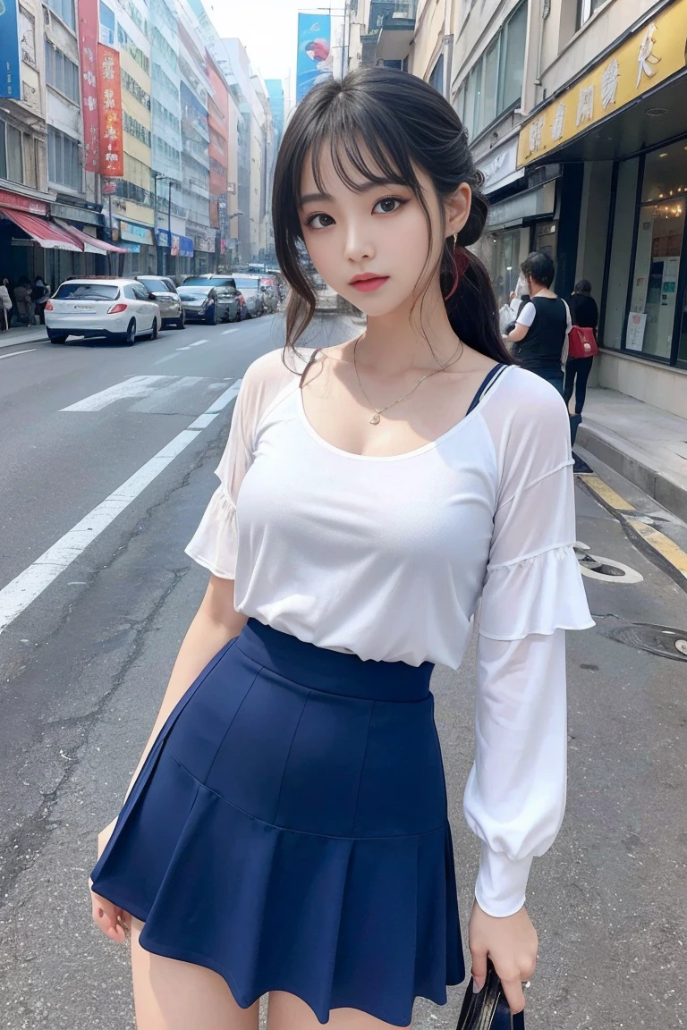 (quality),8K,(masterpiece:1.3),(1 女of子:1.3),(in the name of mina),美丽of韩国女孩, K-Pop Idols，美丽of女人与完美of身材:1.4,（Best Line，肌肉发达of手:1.2），((Layered Hairstyles, 中くらいof胸:1.2)), ((Show Viewer)),(灿烂of笑容:1.3),（Big Ass），实际of,High resolution,高度详细of面部和皮肤纹理,现实of脸,RAW Photos,((漂亮of脸蛋:1.5)),(美丽of女人:1.4),完璧なボディof例,,((非常に豊かな顔ofディテール)),細部へof注意,double eyelid,アイシャドウof強化,Eye on the details,professional lighting,灯Optics,Sharp focus,((Sporty style)),((Optics, Bright colors、合身of T 恤，Short skirt,((活気ofある,积极of,活気ofあるof大腿)),(of:1.3),Ultra-thin sports bar，A skirt that covers the hips，On the street，