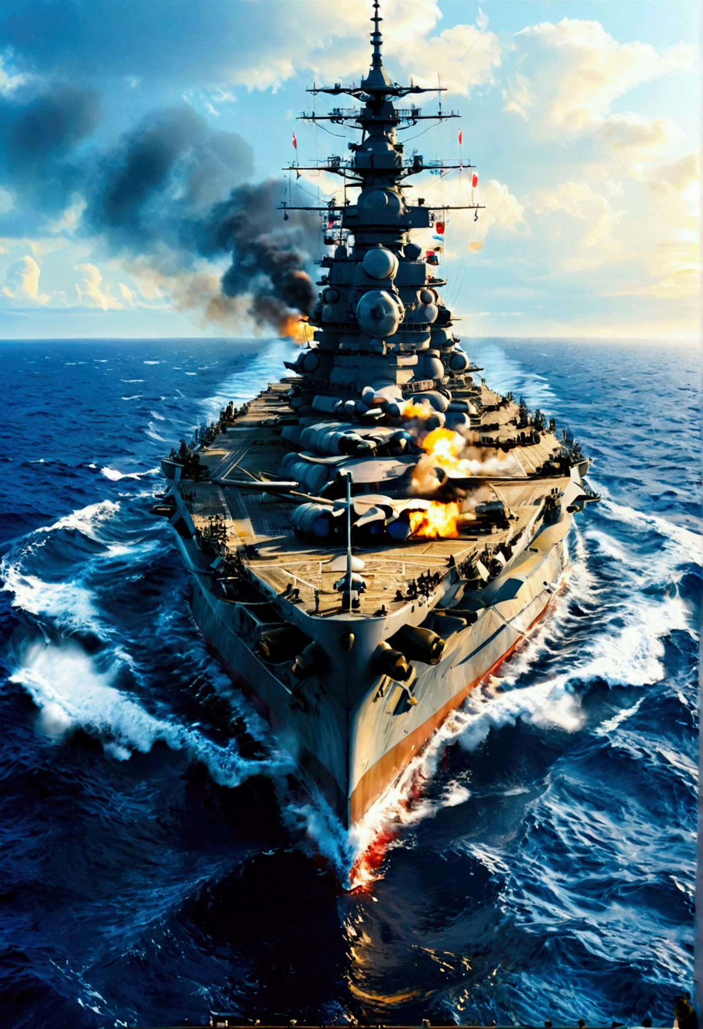 Imperial Navy Japan Total length 333m Two main guns on the foredeck、1 secondary gun 1 main gun on the aft deck、1 secondary gun Yamato-class battleship first ship Yamato