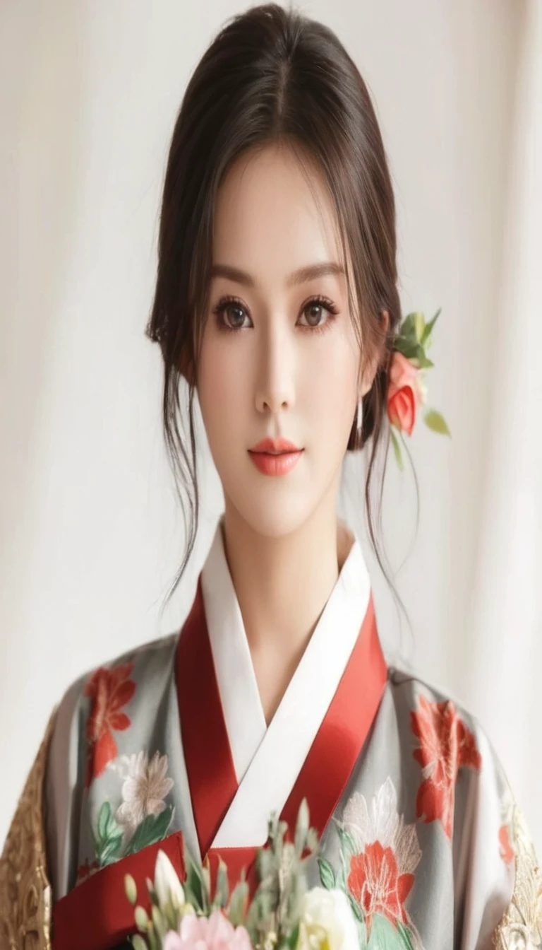 ภาพถ่ายหน้าตรงThai anime, Female anime Araffe 25 30 years old, realistic: Open the aperture wide., professional lighting, Sony A7R4, 50 mm sitting lens. 2 ; Warm light, (digital painting, HDR, high contrast (digital painting, HDR, high contrast), (Highest quality),(Masterpiece:1.3),(sharp focus:1.2:),Old jeans torn, bright colored t-shirts, Looking straight at you intently, Long-haired woman with a round face, Red cheeks, Pink cheeks, black eyes ตาสองชั้น, black eyes, Thai anime, Has a large chest size of 38 inches., ponytail woman, flowing black hair, long flowing black hair, she has black hair, Her black hair was long and wavy., beautiful black hair, Extra dark natural black hair, The shirt is tight., Looks hot., ,black eyes,abdominal muscles, rounded chest, outdoor, The background is a rice field., There is an old thatched Thai-style hut in the background., The evening sun shines, beautiful female model, jaw-dropping beauty, realistically,