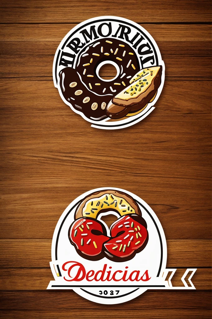 Logo for a company called DELICIAS RIMORAs.
I have donuts and dessert for reference.