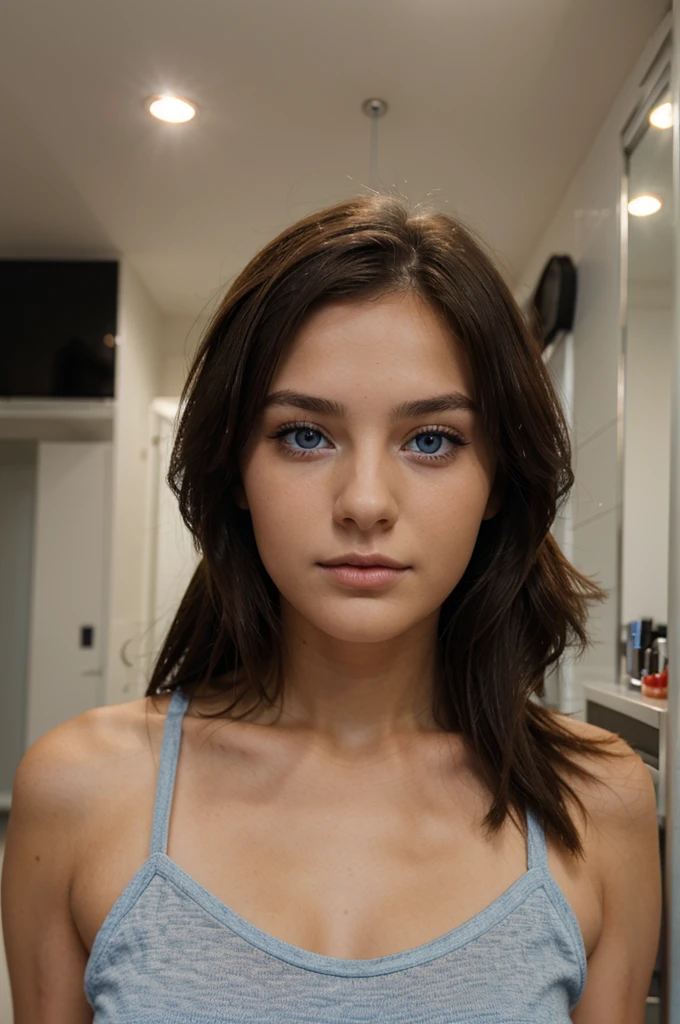 21 year old woman , brune , blue eyes