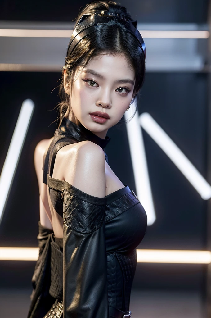 Jennie, blackpink, Short shoulder-length black hair, dressed as catwoman, realisitic