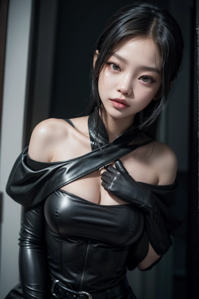 Jennie, blackpink, Short shoulder-length black hair, dressed as catwoman, realisitic