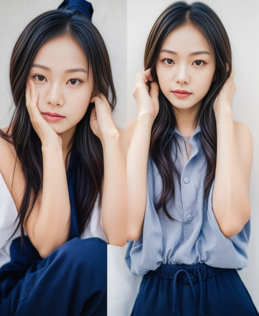(clone,duplicate,cloned face, identical face:1.7), Two Japan women at the age of 25, 2 girls in the swimming pool, black underwear,Navy Long Trackpant,Sweatpants, Sweatpants, lesbian, sexy, exercise clothes, wet body,,Highly detailed CG Unity 8k wallpaper, of the highest quality, mastepiece, Realistic, photographrealistic, Highly detailed beautiful woman,