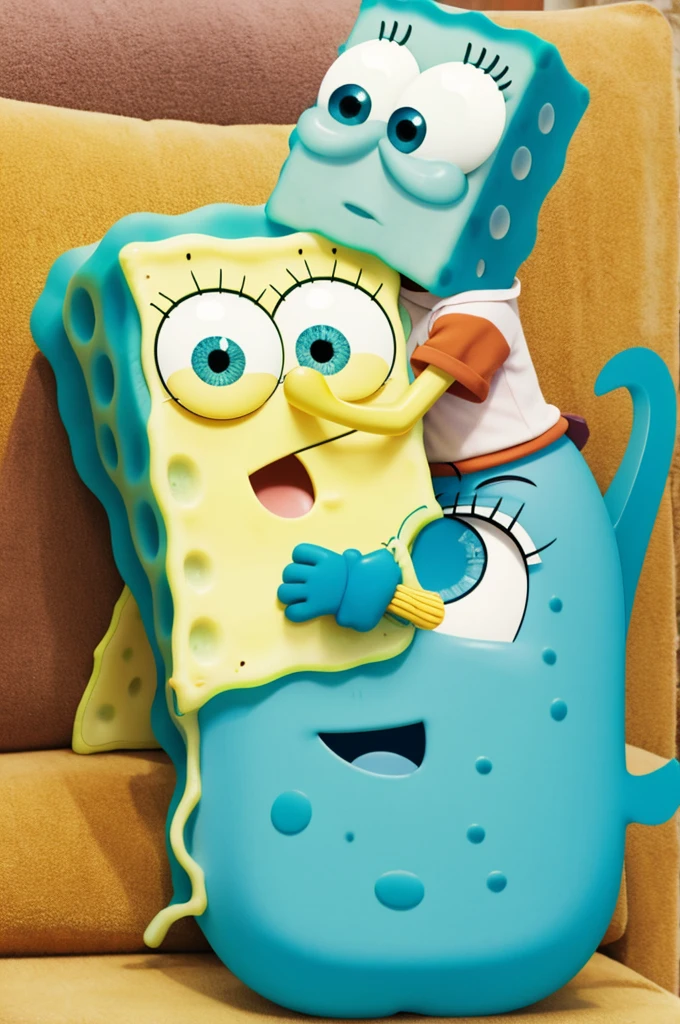 spongebob hugging squidward