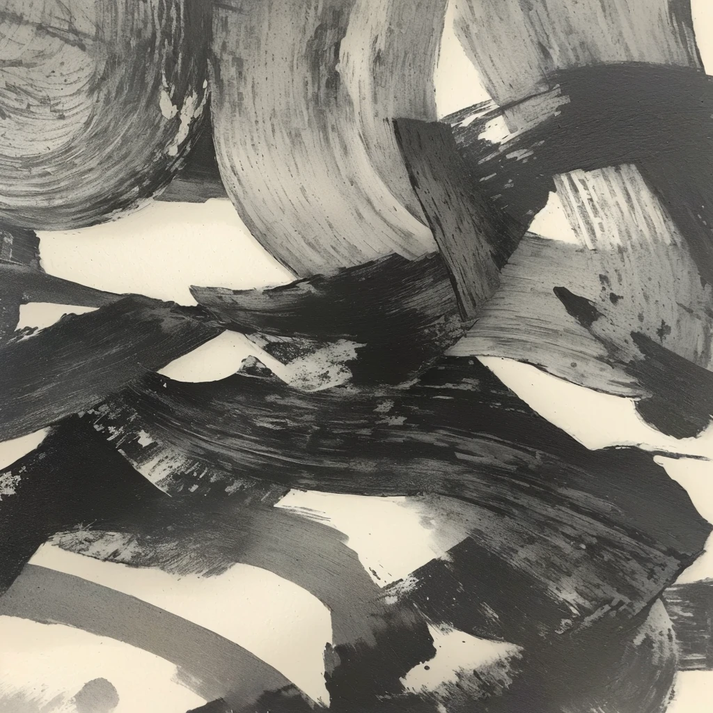 a close up of a painting of a Black and White, inspired by Wu Changshuo, Ink on canvas, black ink on textured paper, black ink painting, Black and White, Ink on paper, Inspired by Huang Binhong, Intricate ink painting details, 纸上Black and White墨水, Monochrome ink, Inspired by Wang Shimin, Abstract charcoal sketch
