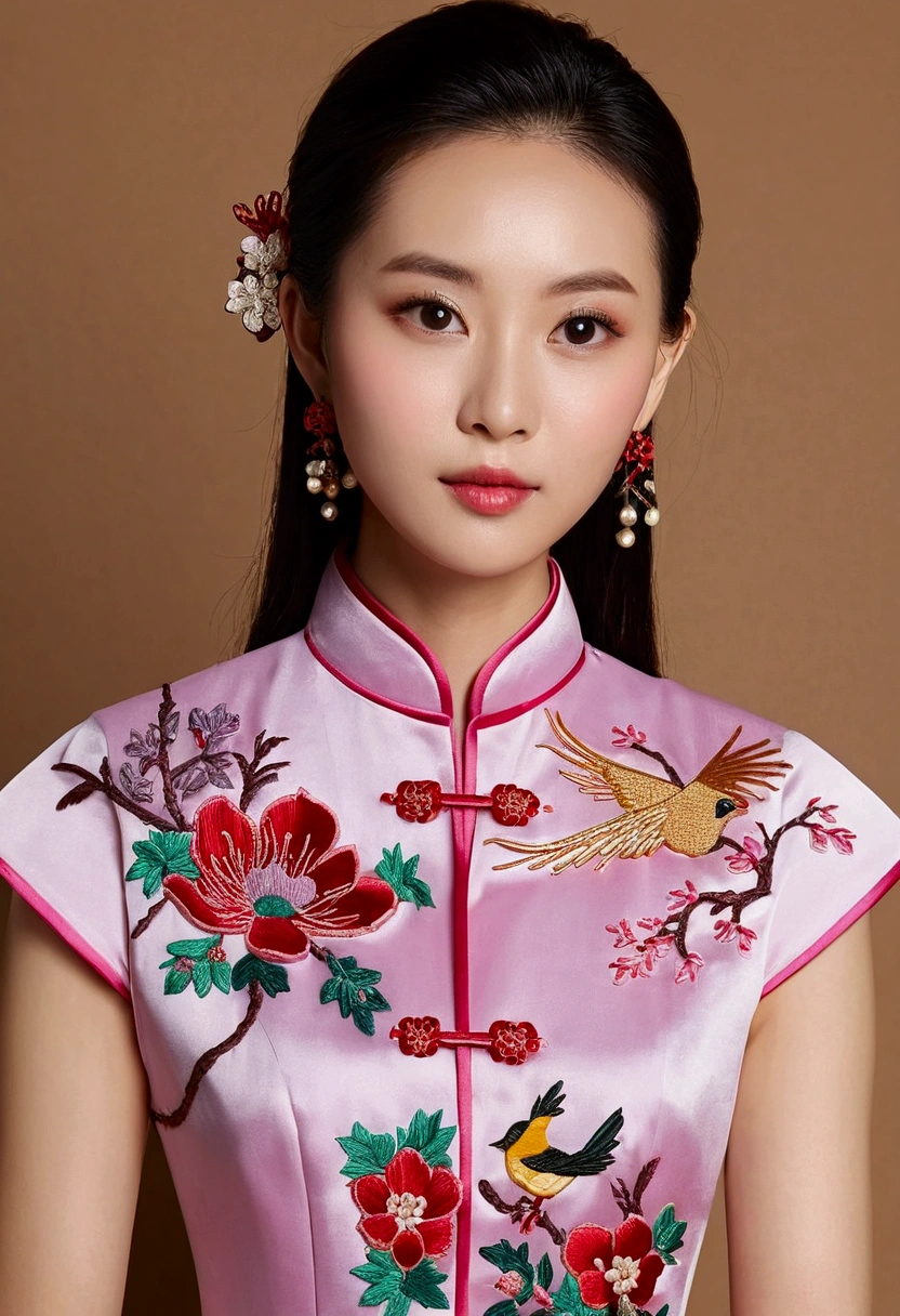(穿柔and色调的旗袍的美丽女孩),(pink,purple,green,Lightグリーン,Peach Brown,)、((((flatらな胸))))、温暖的颜色and冷色相结合,The picture will look colorful and unusual,Chinese cheongsam pattern magpie、Peanuts、pomegranates,Western style pattern,Includes check pattern、stripe、Polka dots,Embroidery adds beauty to the cheongsam,The composition of Cantonese embroidery is complex but not chaotic.,Hunan embroidery takes Chinese landscape painting as its theme,&References;Embroidery creates a scent,Embroidered birds can be heard,Embroidery can convey spirit。&References;Shu embroidery has more than 100 traditional stitches.,精thin严谨。It's embroidery. &References;flat&References;、Light、flat、flat、and、avoid、thin、Intensive,Hand carved dragon and phoenix,Hopeful,One,Flower and other patterns,Disc Buckle,Cheongsam placket style single placket、Double lapel、Angled placket,Fine Jewelry,earrings, etc.、necklaces, etc..,Highlight your unique charm,旗袍的鞋子and包包也需要与整体造型相匹配