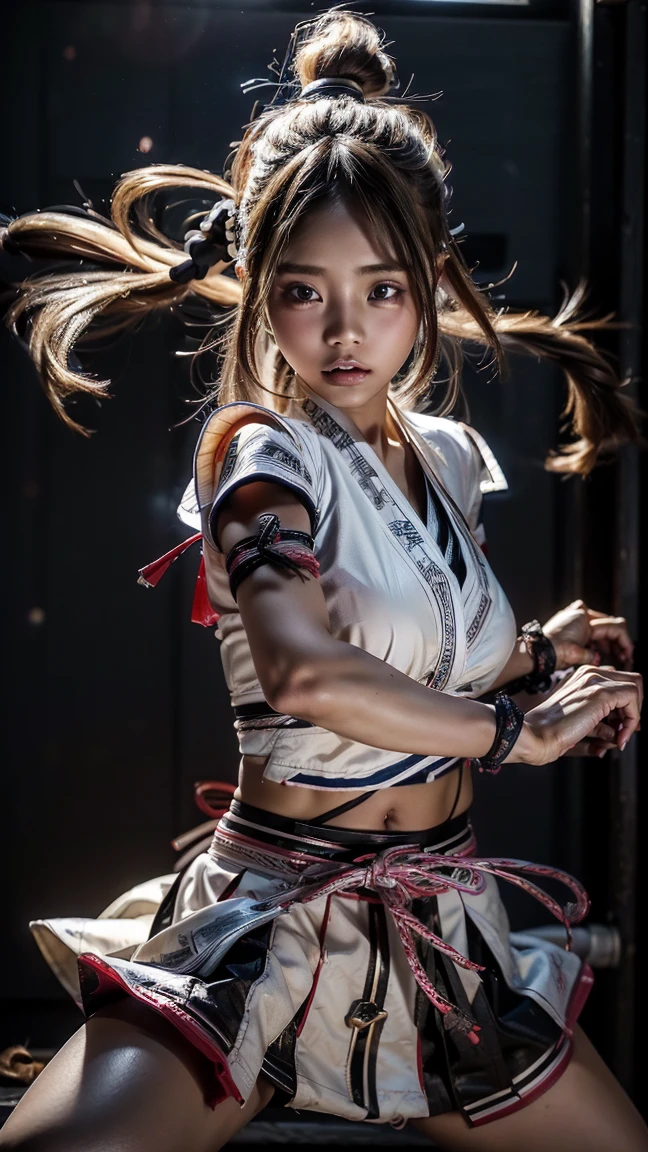 (Ultra HD, Highest quality, High resolution, Surreal, so beautiful), 24000dpi, Beautiful woman, high school girl, Long Tail, head band, Well-formed eyes, greatest visual acuity, 18-year-old, Fascinating, Totally American, Perfect body, Physical Beauty, ((Japanese Sailor Suit:1.3, Seraphim, Japanese style mini skirt)), (((all, electric japanese knife, Ancient Scabbard))), (Blue Lightning), Charge Move, ((Special Move Position)), All-in-one, Absurd, (((Anatomically correct))), whole body