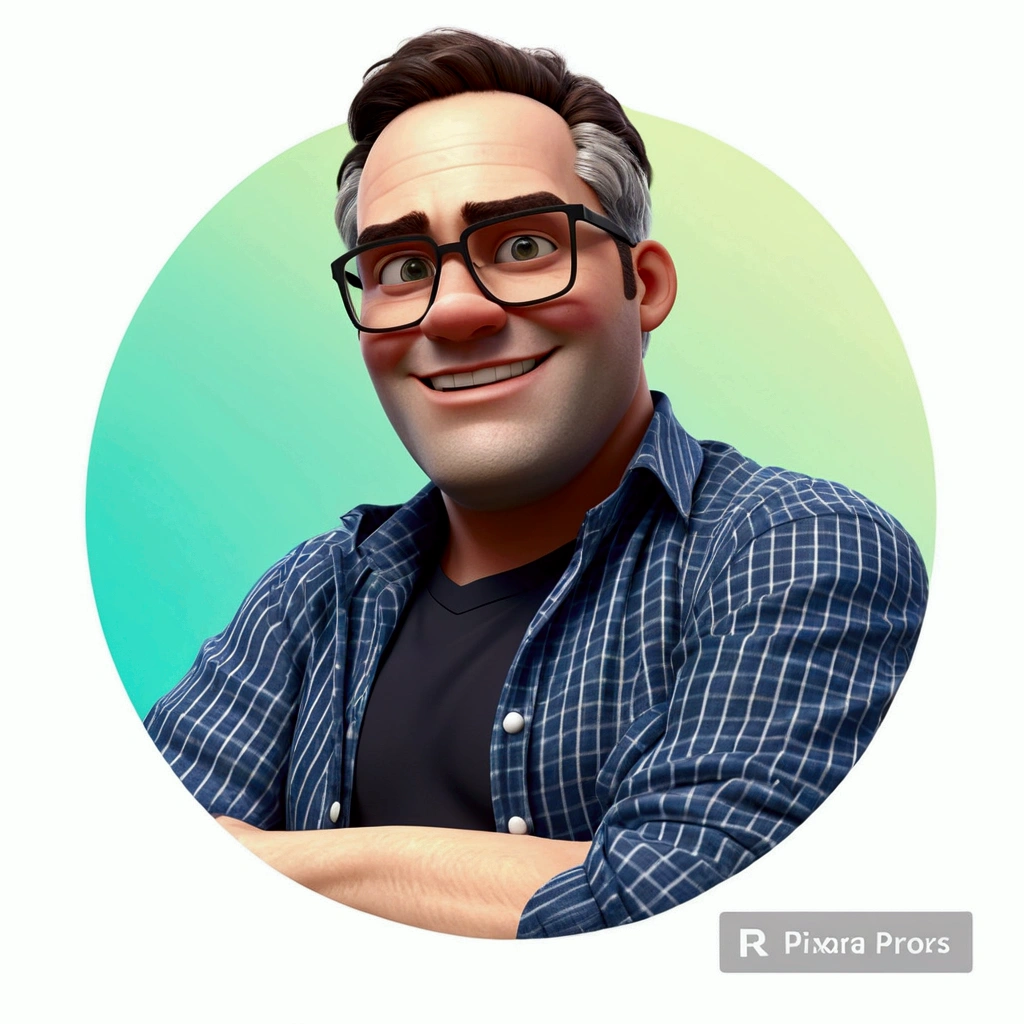 Create a Pixar-style character in a lab coat. blending with the characteristics and features of the image, very similar