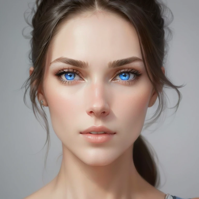 a close up of a woman with blue eyes and a ponytail, attractive beautiful face, perfect face and eyes, extremely beautiful face, gorgeous attractive face, attractive female face!!!, beautiful eyes and face, perfect face ), beautiful delicate face, gorgeous face, beautiful fine face features, very beautiful face, symmetric and beautiful face, stunning face, sharp beautiful face, beautiful perfect face