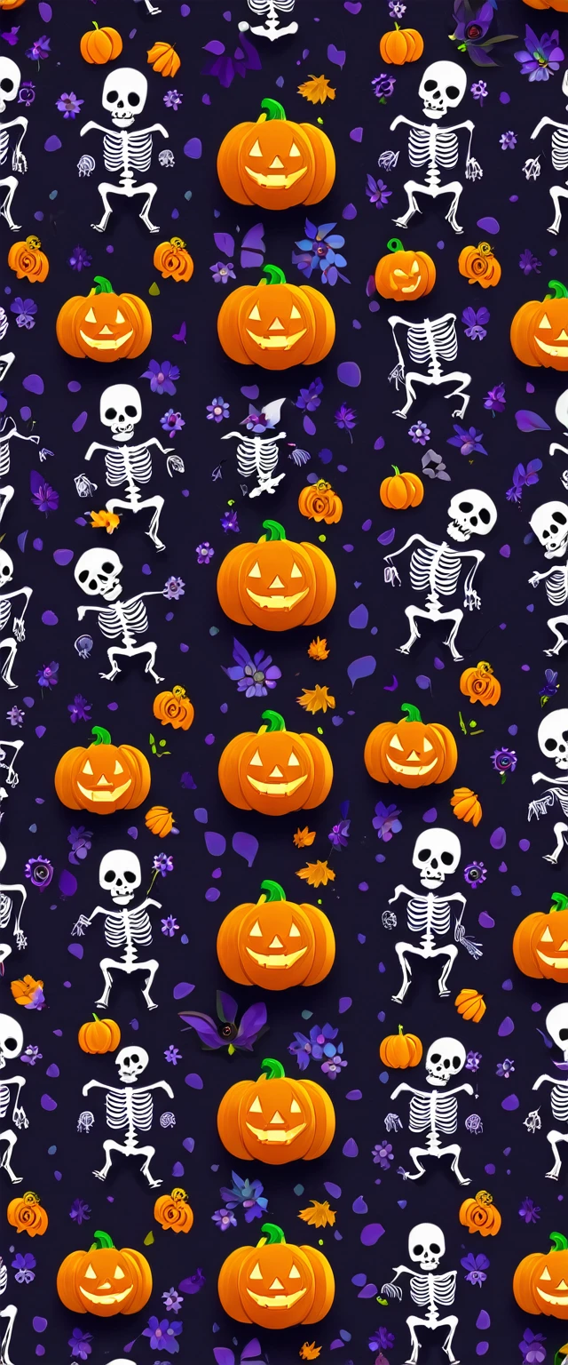 wallpapersv1, skeletons, flower, halloween, pumpkin, ghost patern style wallpapersv1, 8k