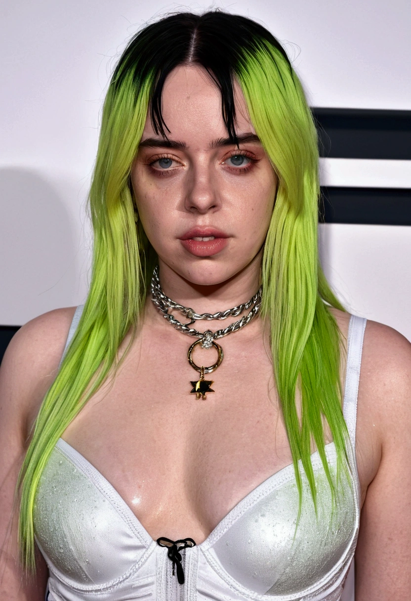 'billie eilish' hot shot,wet skin,bra pic,confident face,big